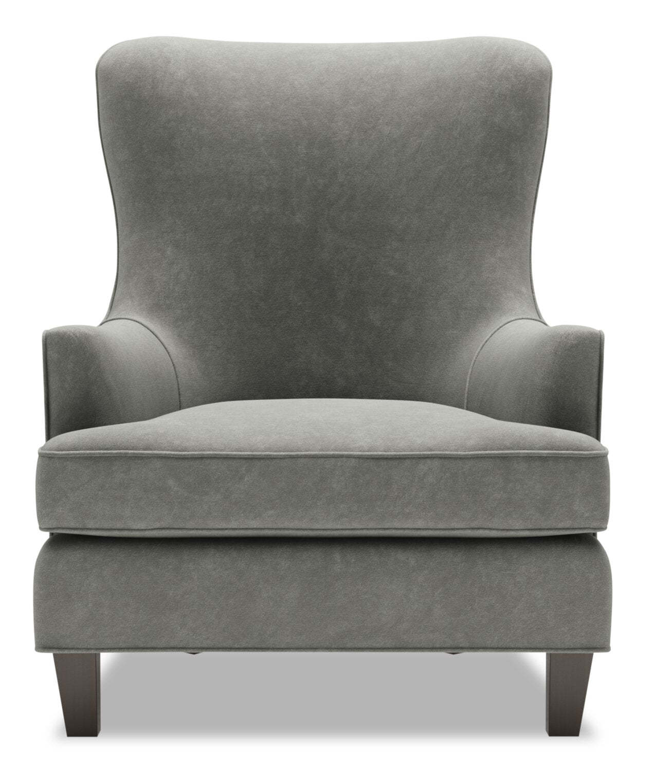 Fauteuil d’appoint à oreilles Sofa Lab personnalisable de 32 po en tissu de velours - gris Platinum Grey | WING3588