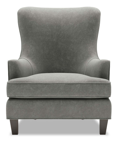 Fauteuil d’appoint à oreilles Sofa Lab personnalisable de 32 po en tissu de velours - gris Platinum Grey | WING3588