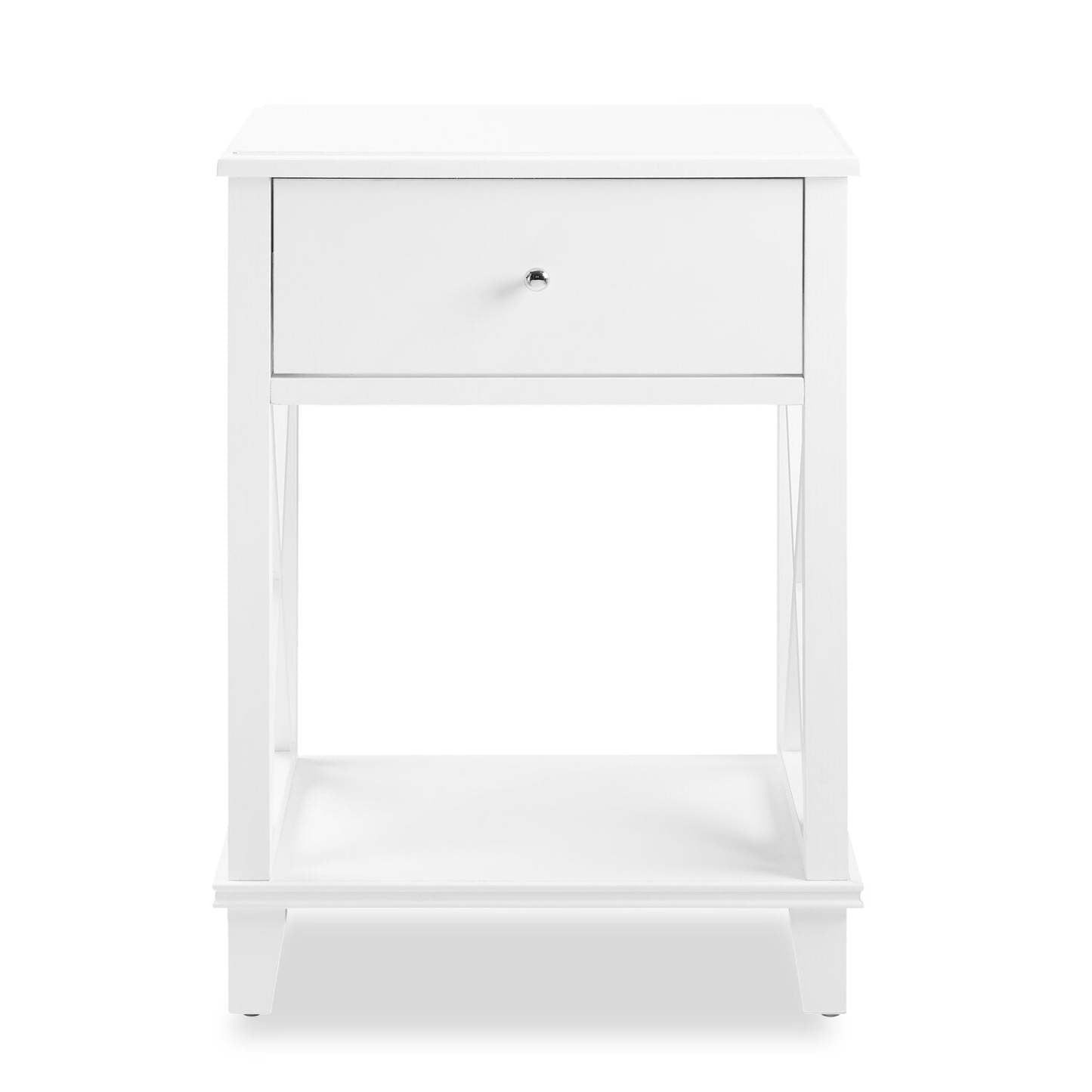 Table de chevet Elle à 1 tiroir, 18 L x 25,75 H - Blanc | Table de nuit Elle de 18 po (l) x 25,75 po (H) à 1 tiroir - blanche