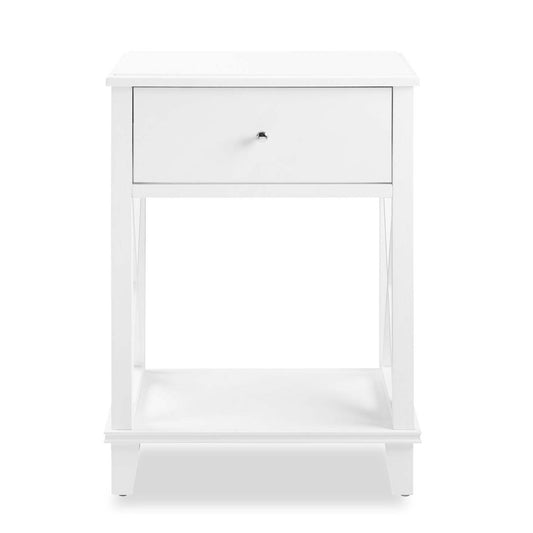 Table de chevet Elle à 1 tiroir, 18 L x 25,75 H - Blanc | Table de nuit Elle de 18 po (l) x 25,75 po (H) à 1 tiroir - blanche