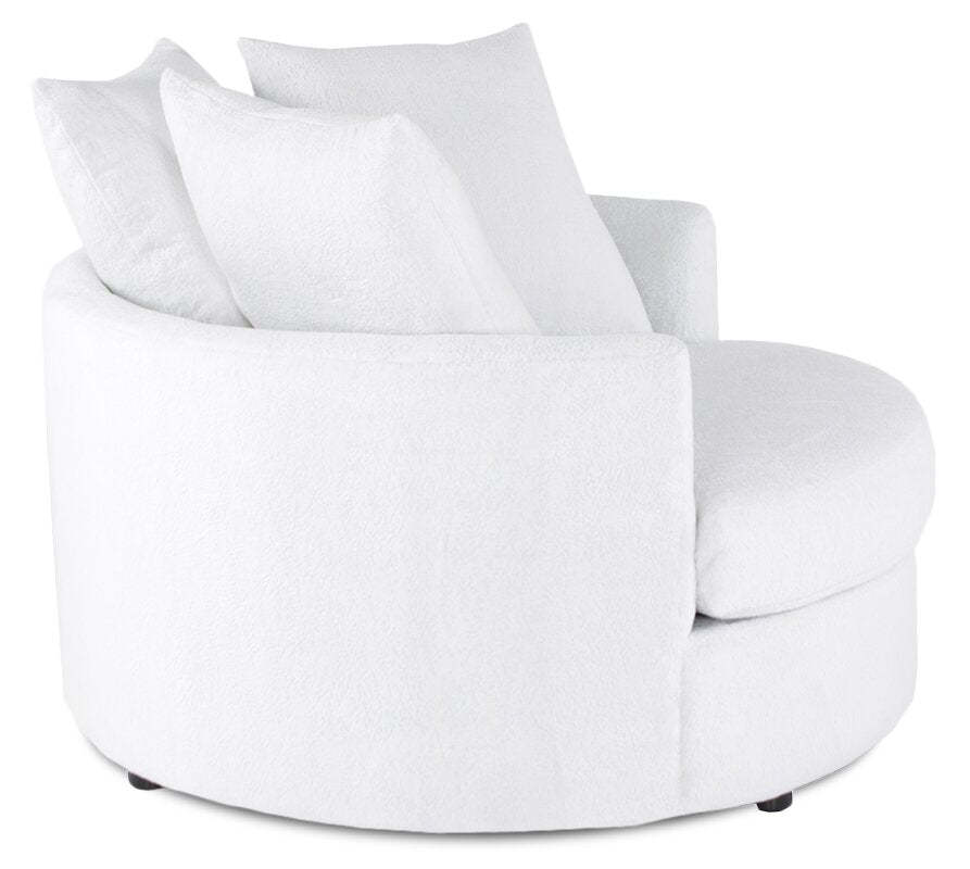 Fauteuil d’appoint Cuddler Grande de 48 po fabriqué au Canada en tissu de chenille - blanc Plush Heaven