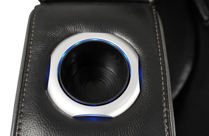 Sofa de massage à inclinaison électrique Elite de 86 po en cuir véritable avec appuie-têtes électriques et accoudoirs de rangement - noir