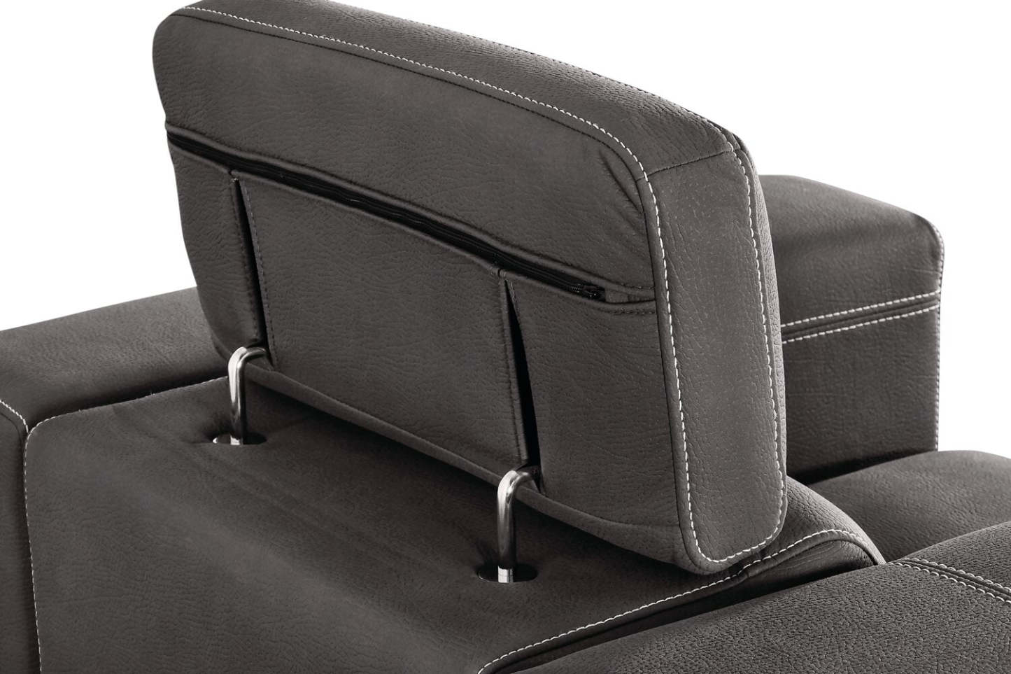 Fauteuil Drake de 41,5 po en tissu de suédine avec pouf rétractable et appuie-têtes relevables - gris ciment