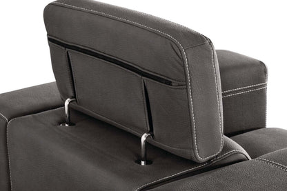 Fauteuil Drake de 41,5 po en tissu de suédine avec pouf rétractable et appuie-têtes relevables - gris ciment