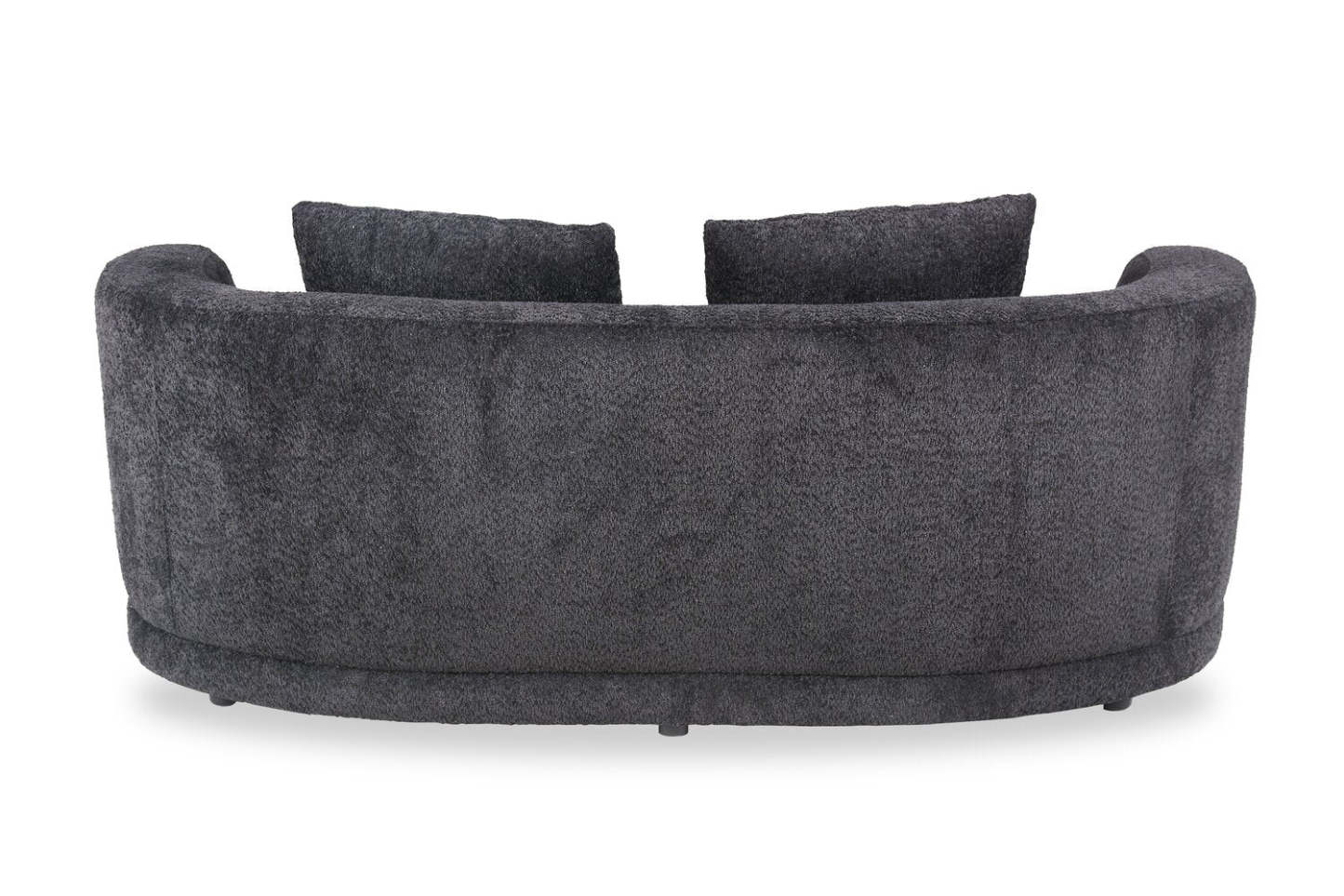 Causeuse arrondie Moon de 78 po en tissu avec coussins décoratifs - noir corbeau laineux