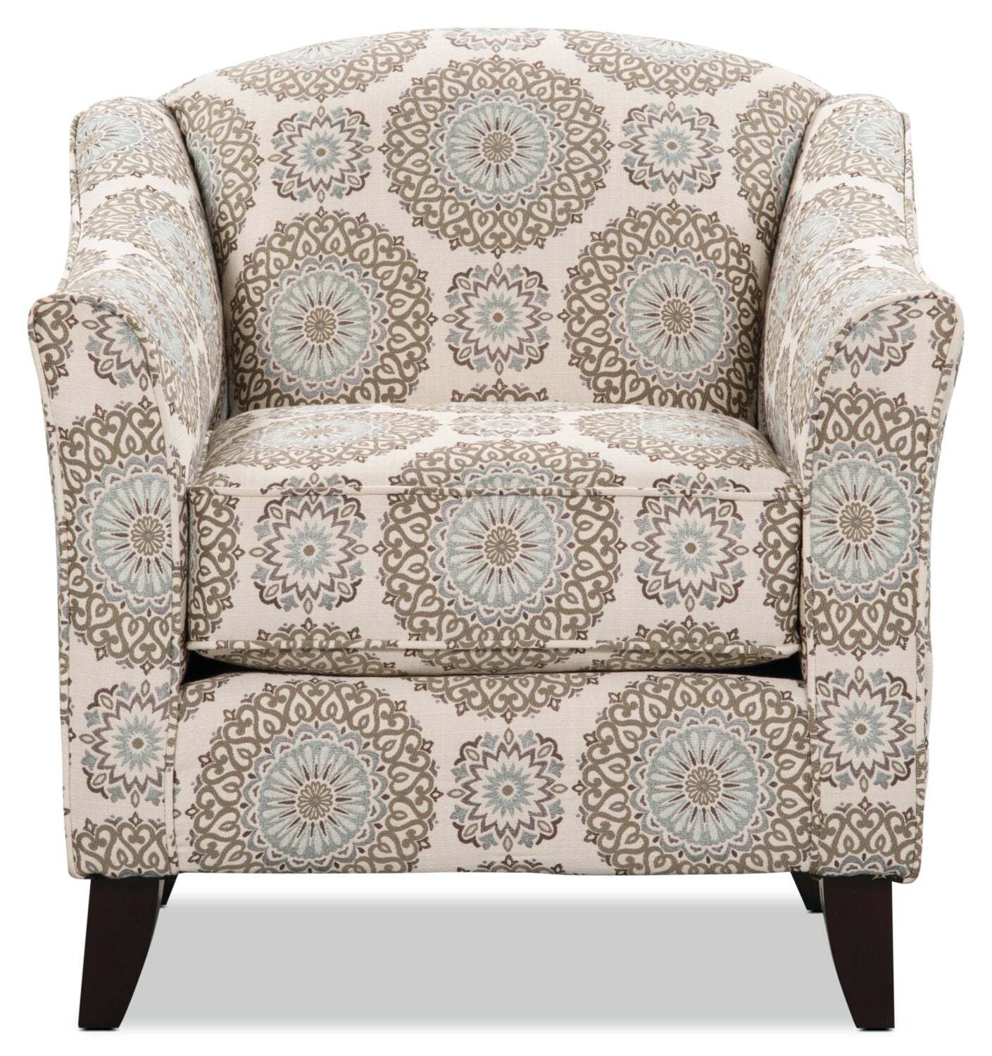 Fauteuil d’appoint Tula de 35 po fabriqué au Canada en tissu avec accoudoirs évasés - crépuscule multicolore