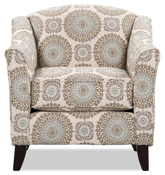 Fauteuil d’appoint Tula de 35 po fabriqué au Canada en tissu avec accoudoirs évasés - crépuscule multicolore