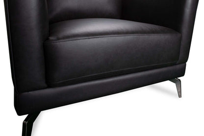 Chaise Melrose 36,5 en cuir véritable de première qualité avec pieds en métal - Noir | Fauteuil Melrose de 36,5 po en cuir de qualité supérieure avec pattes en métal véritable - noir