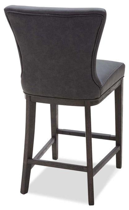 Tabouret à hauteur de comptoir Quinn avec tissu en cuir végétalien - Gris | Tabouret Quinn de hauteur comptoir en tissu de cuir végétalien - gris