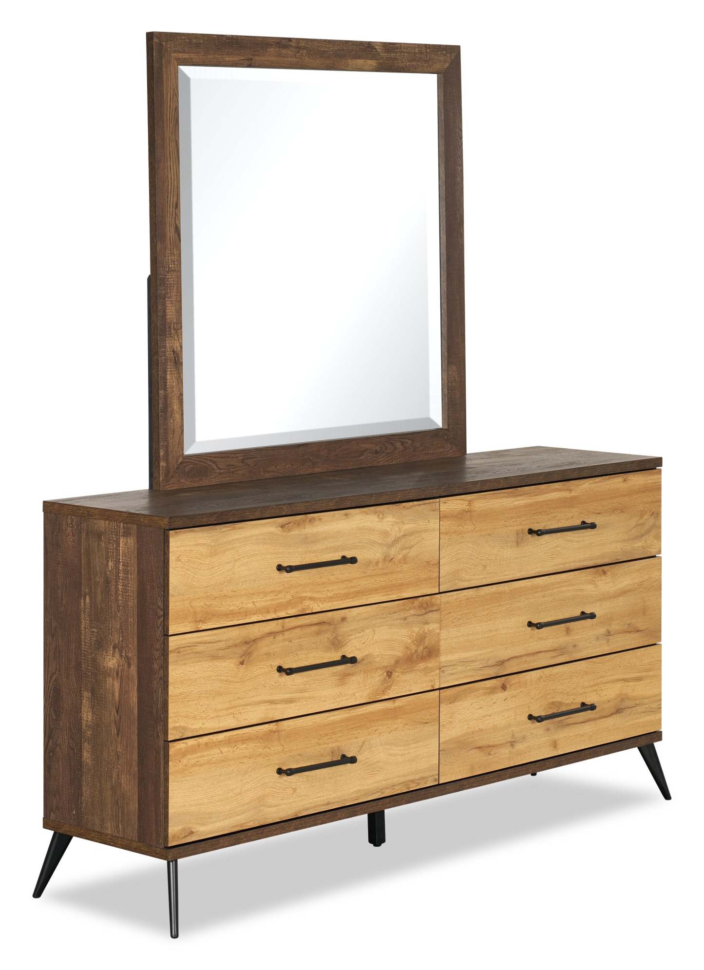 Miroir de commode de chambre à coucher Silas - brun rustique | Silas Bedroom Dresser Mirror - Rustic Brown