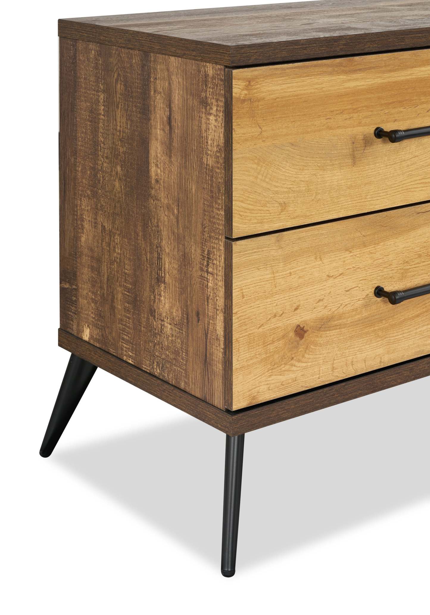 Table de chevet à 2 tiroirs Silas, 26 L x 23,9 H - Brun rustique | Table de nuit Silas de 26 po (L) x 23,9 po (H) à 2 tiroirs - brun rustique