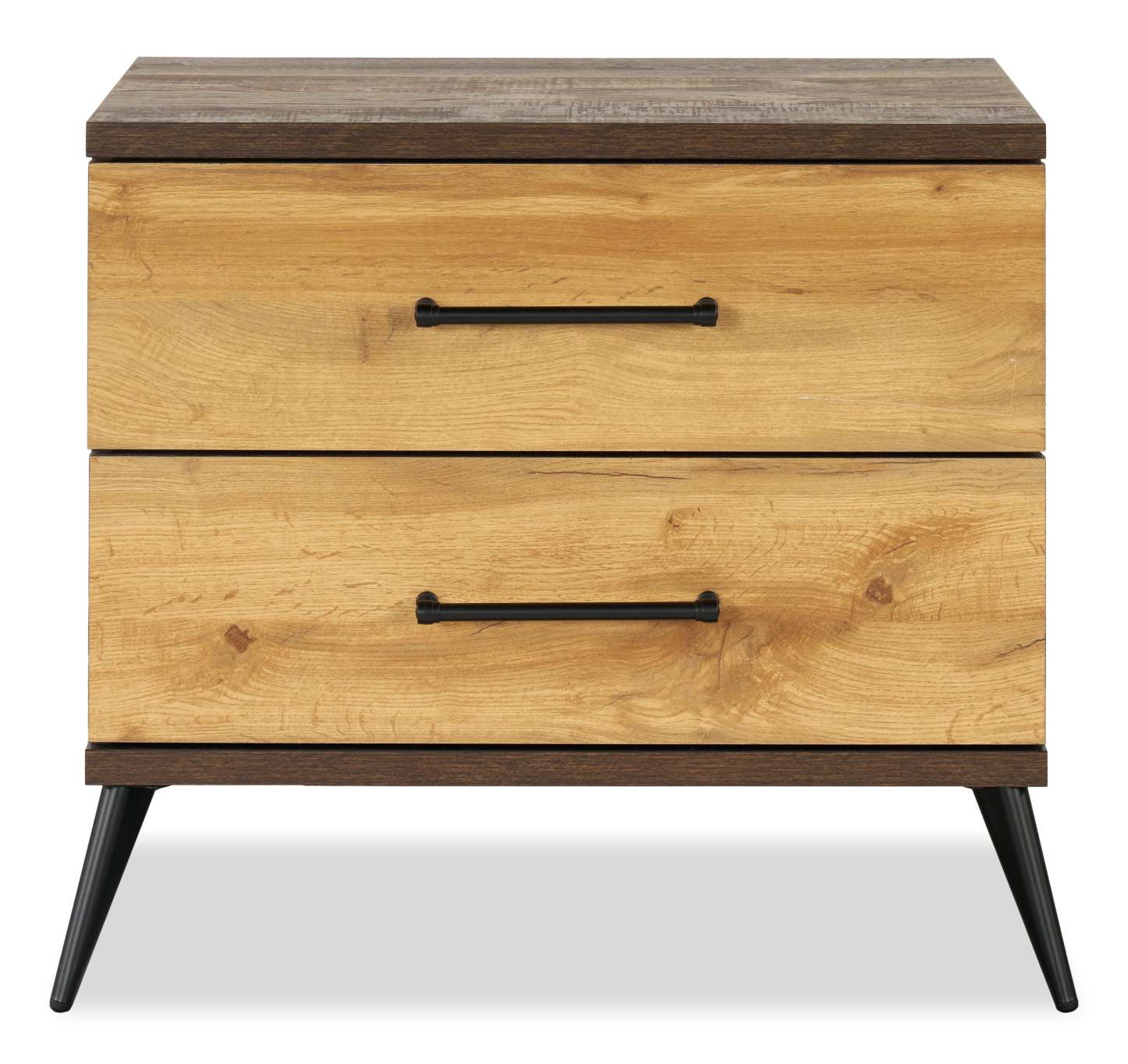 Table de chevet à 2 tiroirs Silas, 26 L x 23,9 H - Brun rustique | Table de nuit Silas de 26 po (L) x 23,9 po (H) à 2 tiroirs - brun rustique