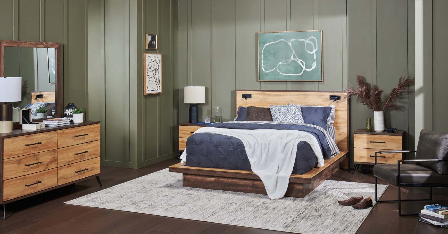 Commode à 6 tiroirs pour chambre à coucher Silas, 64 L x 33,4 H - Brun rustique | Commode de chambre à coucher Silas de 64 po (L) x 33,4 po (H) à 6 tiroirs - brun rustique