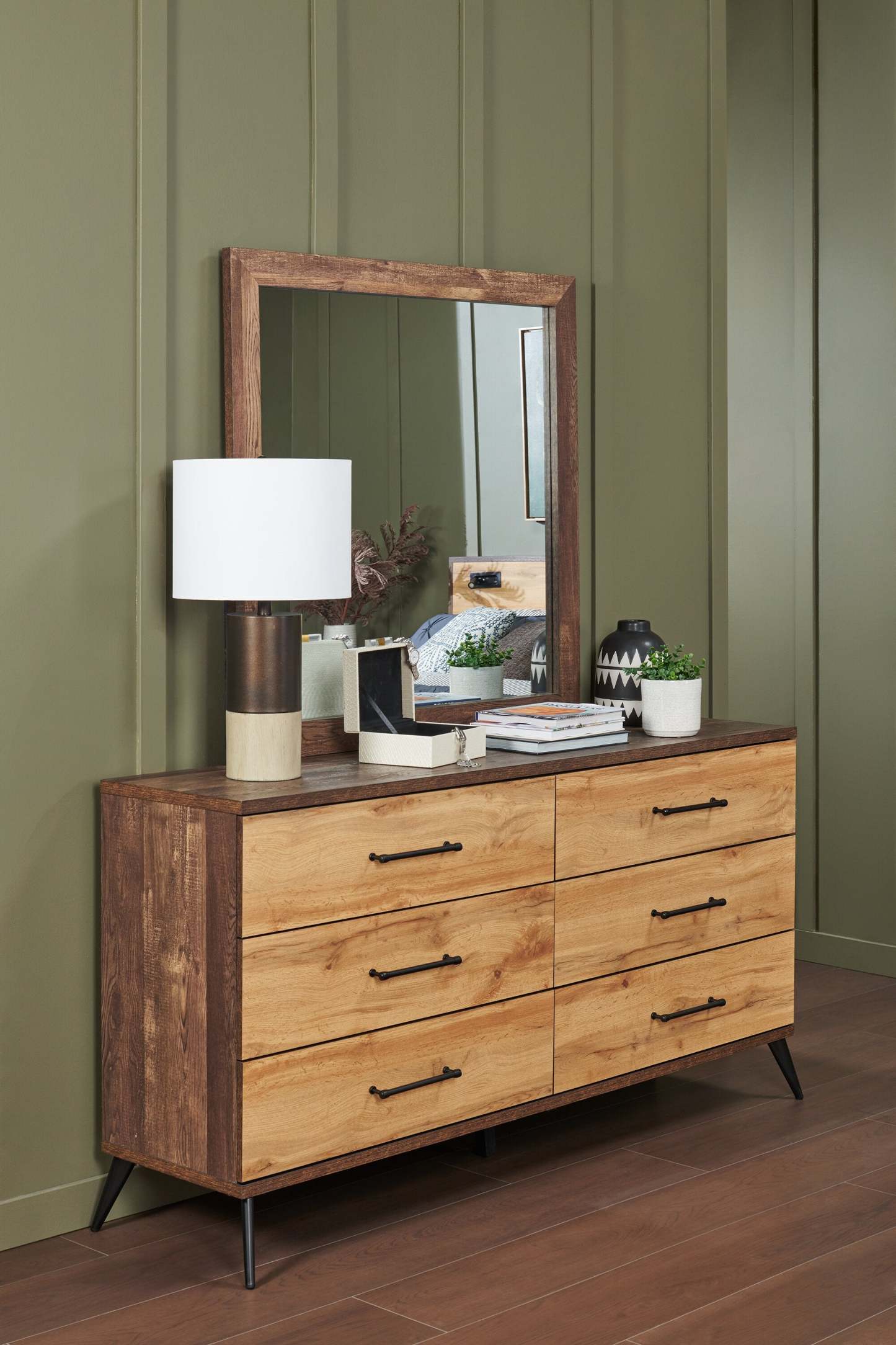 Miroir de commode de chambre à coucher Silas - brun rustique | Silas Bedroom Dresser Mirror - Rustic Brown