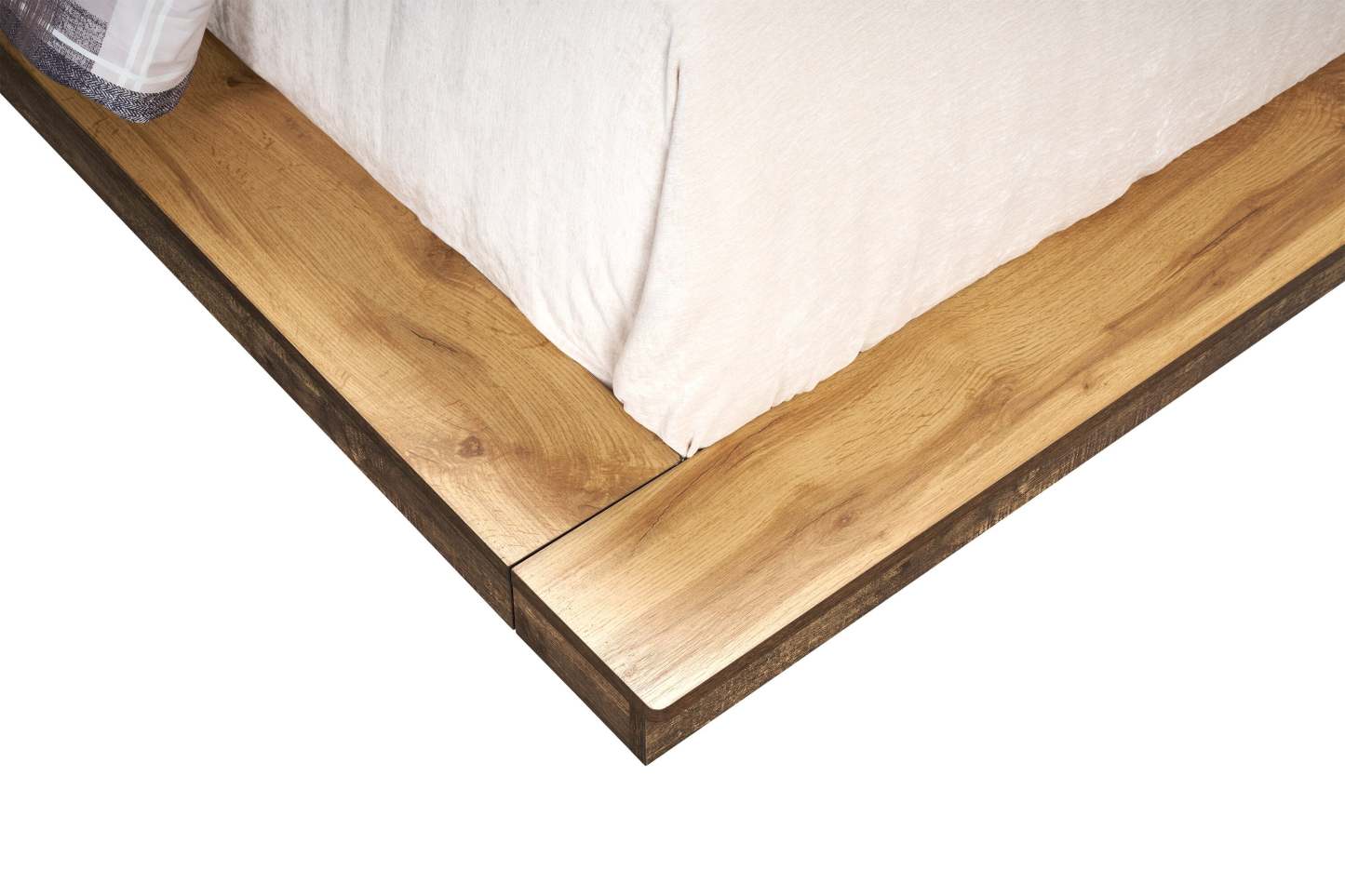 Lit plateforme Silas brun rustique avec tête de lit, cadre et éclairage à DEL - format grand lit | Silas Platform Bed with Headboard & Frame, LED, Rustic Brown - Queen Size