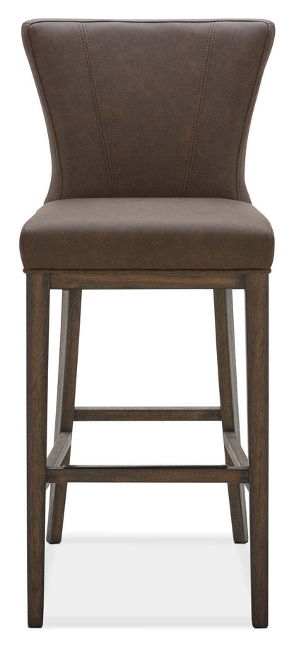 Quinn Barstool with Vegan Leather Fabric - Brown | Tabouret bar Quinn en tissu de cuir végétalien - brun