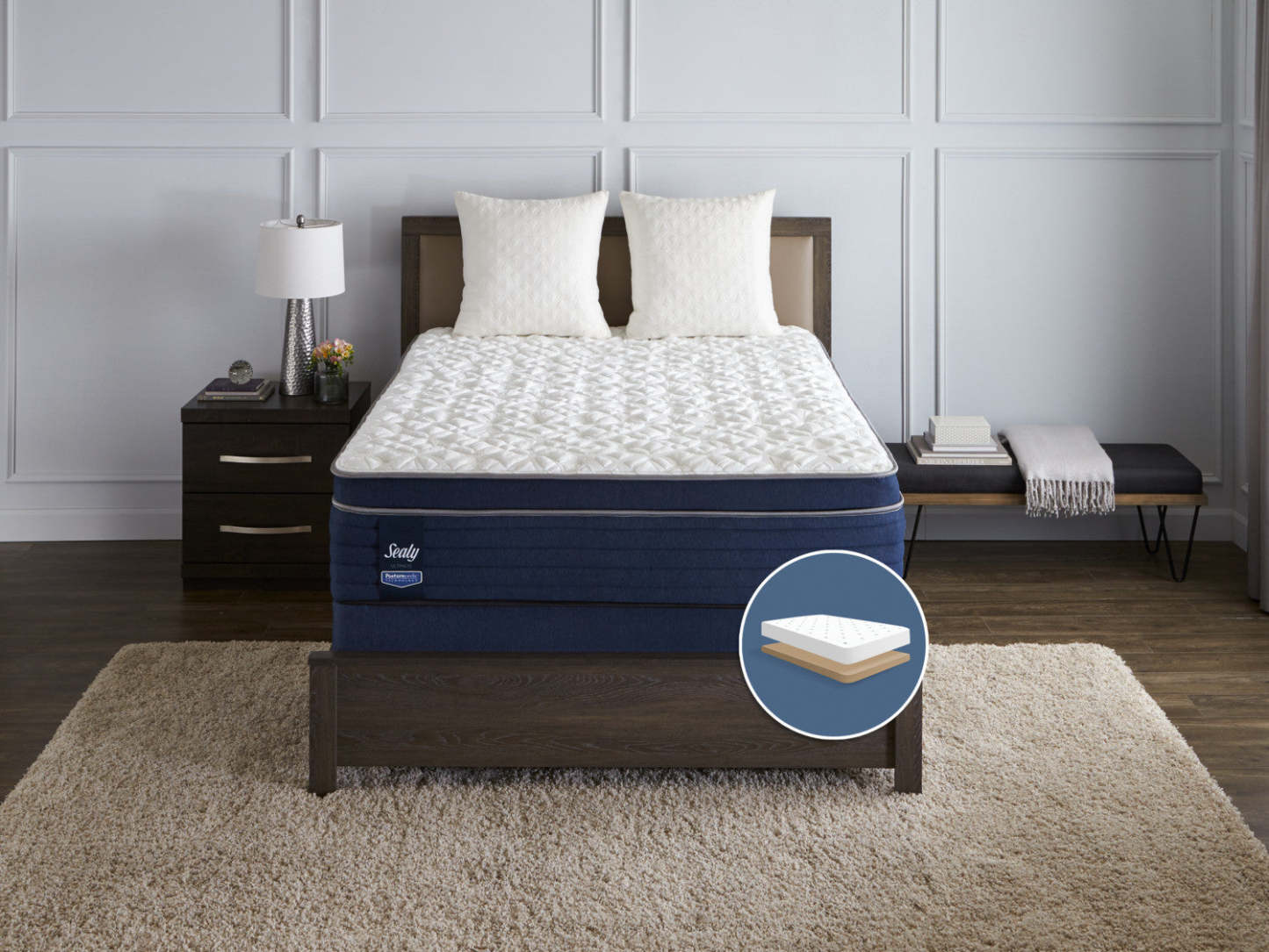 Sealy Posturepedic Ultimate Mayflower Medium Euro-Top Low-Profile Full Mattress Set|Ensemble semi-ferme à Euro-plateau à profil bas Mayflower Posturepedic Ultimate Sealy pour lit double