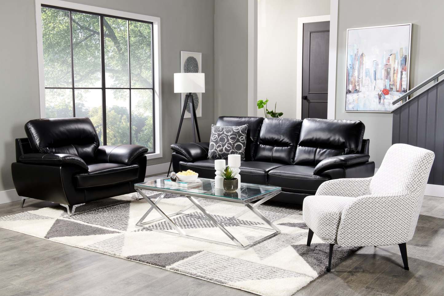 Ensemble 3 pièces Skyler Matte Black, lampadaire et deux lampes de table|Ensemble 3 lampes Skyler noir mat, 2 lampes de table et 1 lampe à pied