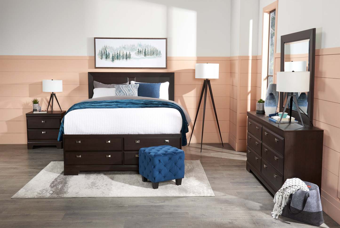 Ensemble 3 pièces Skyler Matte Black, lampadaire et deux lampes de table|Ensemble 3 lampes Skyler noir mat, 2 lampes de table et 1 lampe à pied