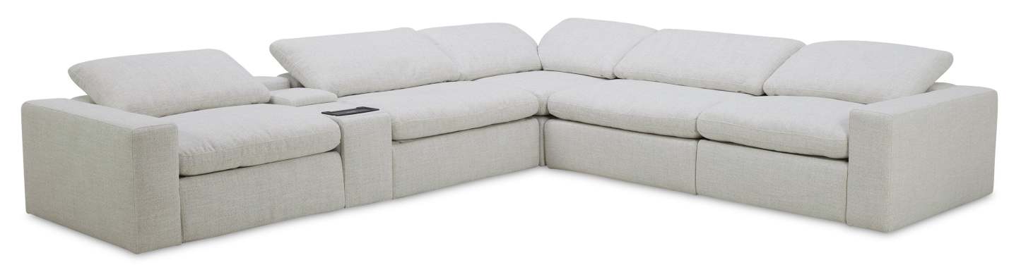 Sky Modular 6-Piece Fabric Power Reclining Sectional with Reclining Armless Chair - Nathan Wheat | Canapé sectionnel modulaire à inclinaison électrique Sky 6 pièces en tissu avec fauteuil sans accoudoirs inclinable - blé Nathan