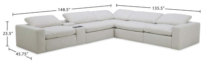 Sky Modular 6-Piece Fabric Power Reclining Sectional with Reclining Armless Chair - Nathan Wheat | Canapé sectionnel modulaire à inclinaison électrique Sky 6 pièces en tissu avec fauteuil sans accoudoirs inclinable - blé Nathan