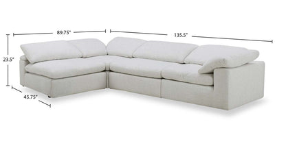 Sofa sectionnel modulaire Sky 4 pièces en tissu avec coussins amovibles en duvet et plumes - blé Nathan