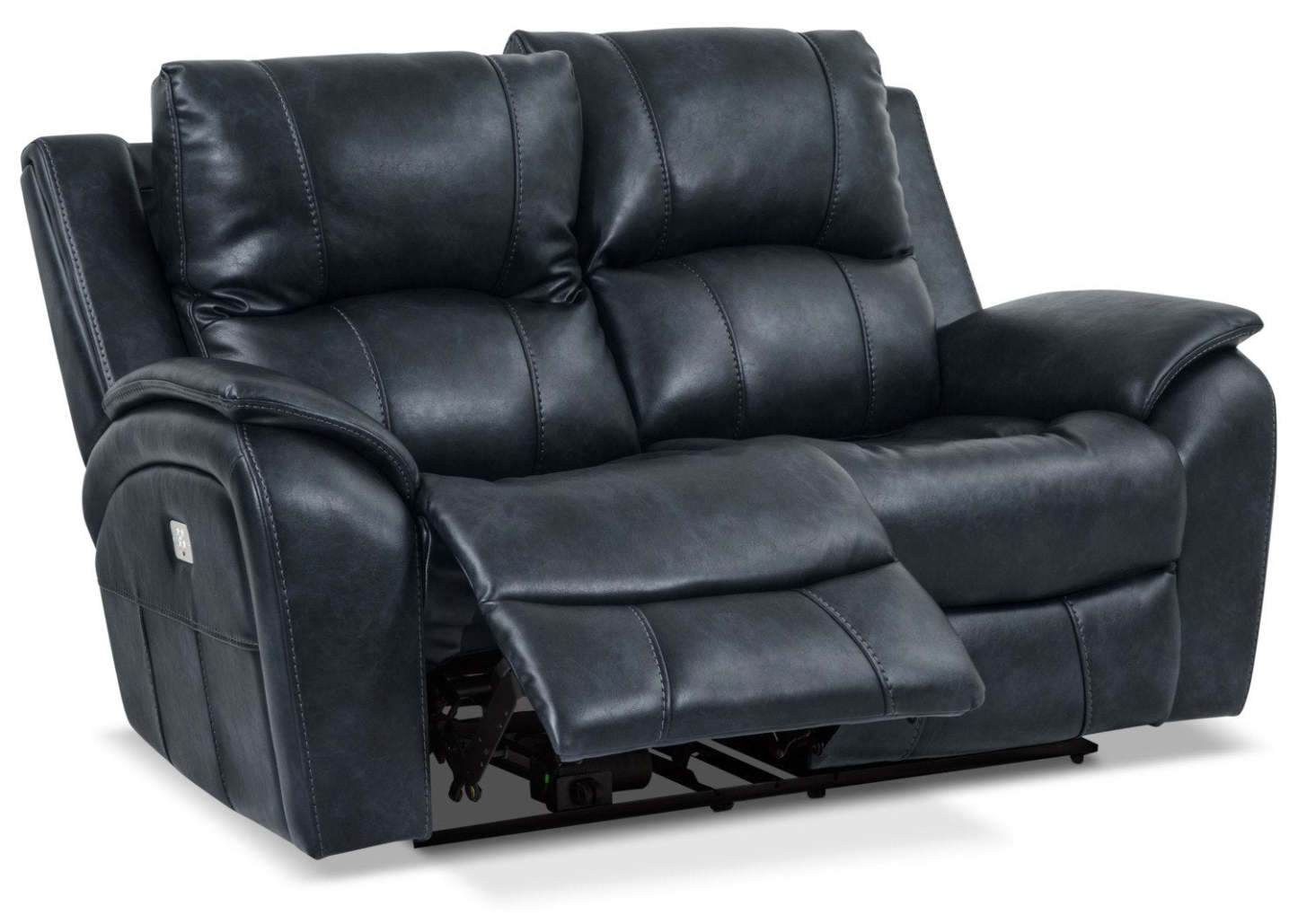 Causeuse à inclinaison électrique Kory en tissu apparence cuir – bleu foncé