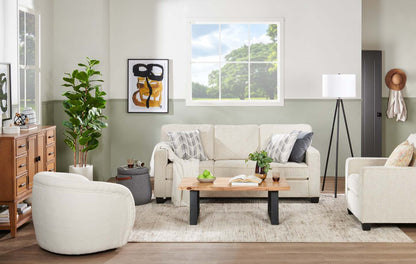 Fauteuil d'appoint courbé en tissu Sherpa Solo 31.1 - Crème glacée | Fauteuil d'appoint courbé Solo de 31,1 po en tissu sherpa - crème glacée