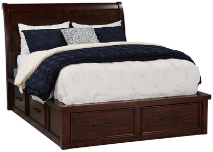 Lit plateforme de rangement Sonoma avec tête de lit et cadre de lit, brun manguier - format grand lit | Sonoma Platform Storage Bed with Headboard & Frame, Mango Brown - Queen Size