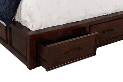 Lit plateforme de rangement Sonoma avec tête de lit et cadre de lit, brun manguier - format grand lit | Sonoma Platform Storage Bed with Headboard & Frame, Mango Brown - Queen Size