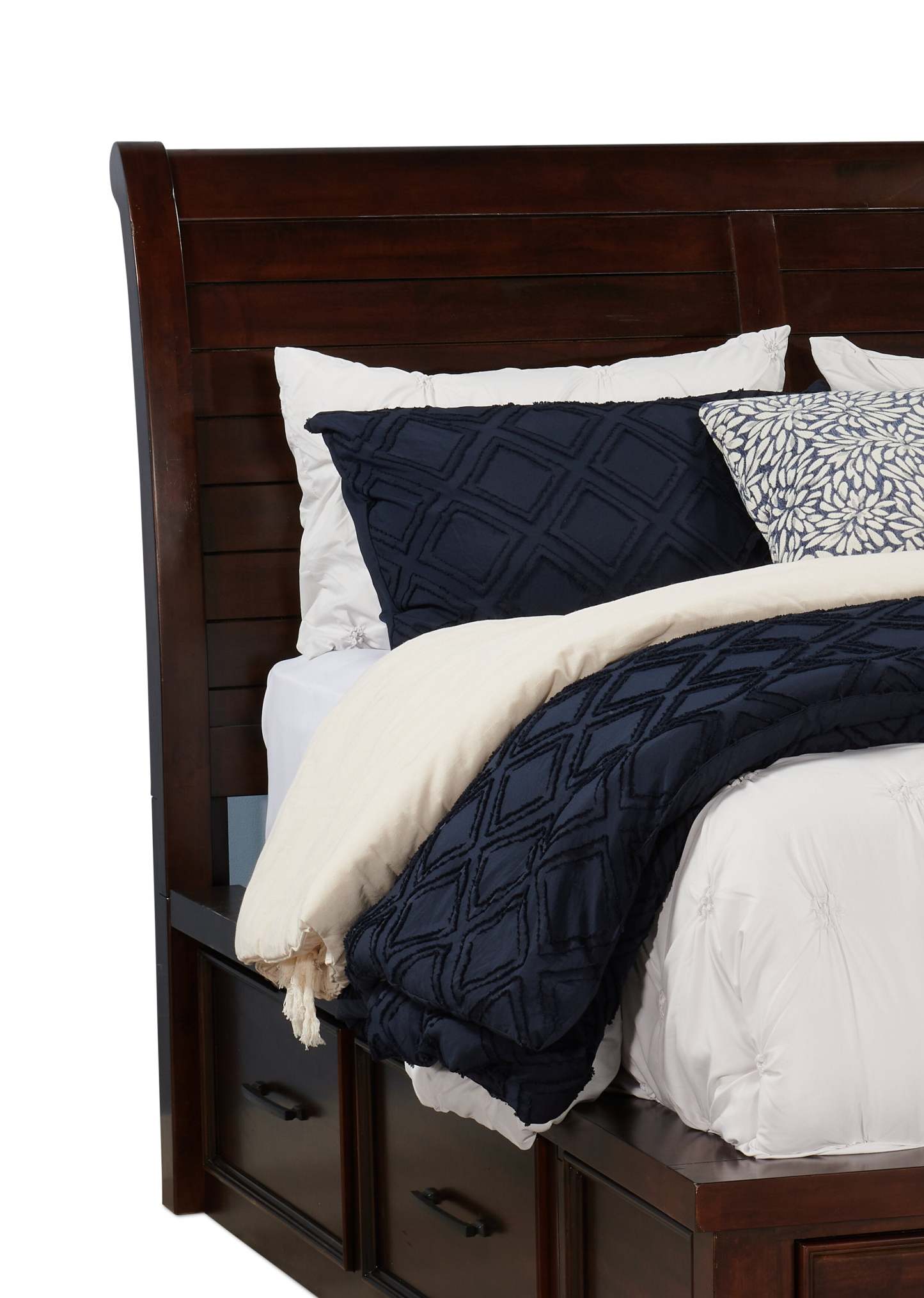 Lit plateforme de rangement Sonoma avec tête de lit et cadre de lit, brun manguier - format grand lit | Sonoma Platform Storage Bed with Headboard & Frame, Mango Brown - Queen Size