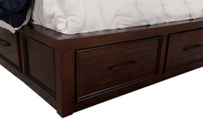Lit plateforme de rangement Sonoma avec tête de lit et cadre de lit, brun manguier - format grand lit | Sonoma Platform Storage Bed with Headboard & Frame, Mango Brown - Queen Size