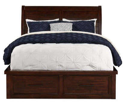 Lit plateforme de rangement Sonoma avec tête de lit et cadre de lit, brun manguier - format grand lit | Sonoma Platform Storage Bed with Headboard & Frame, Mango Brown - Queen Size