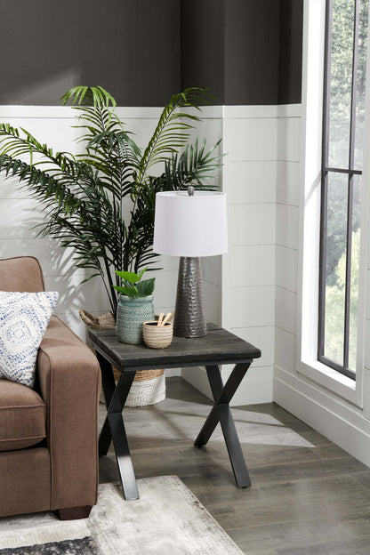 26 Lampe de table vintage en métal martelé|Lampe de table rétro de 26 po en métal martelé