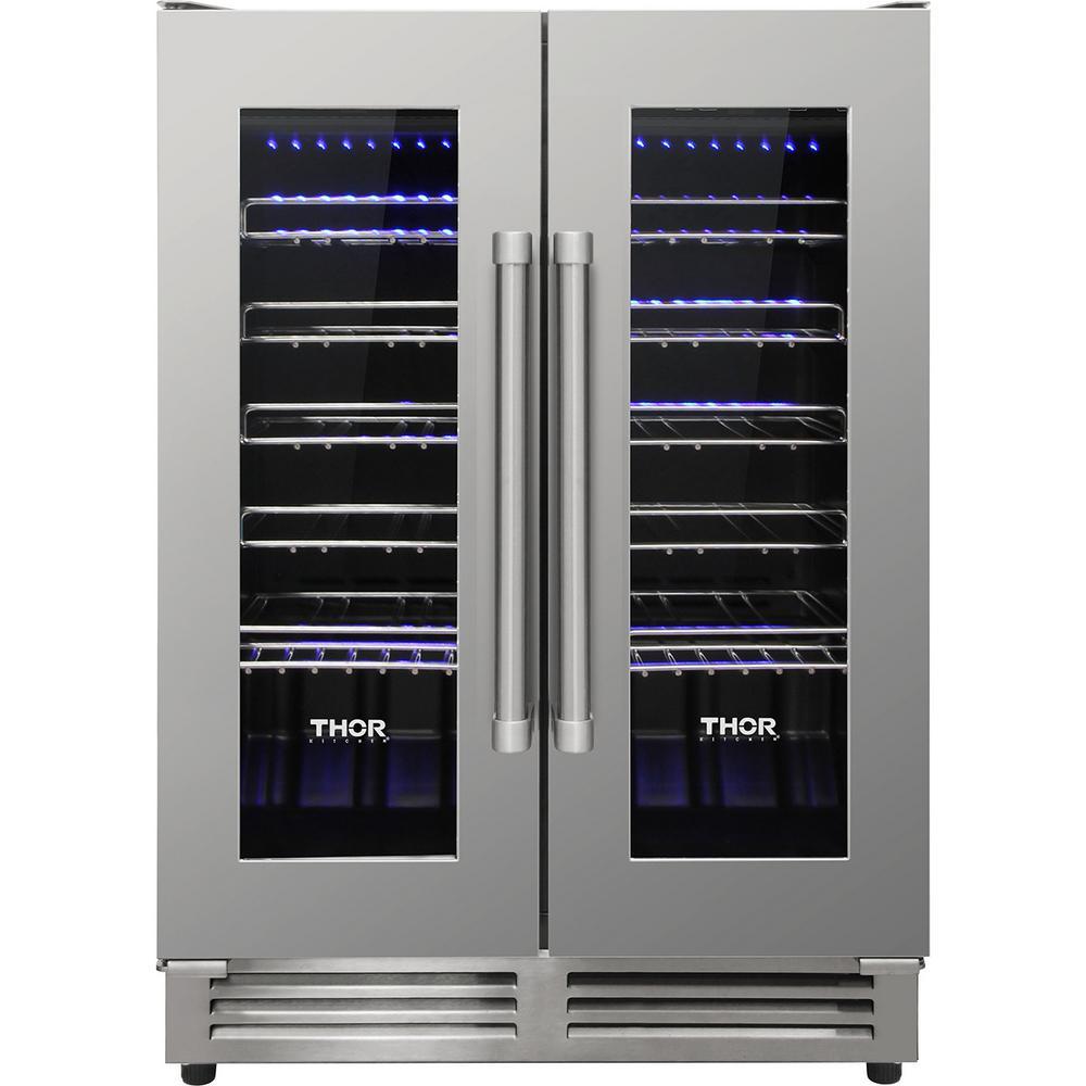 Réfrigérateur Thor de 24 po et de 4,5 pi³ à portes françaises - acier inoxydable - TWC2402 | Thor 24 4.5 Cu. Ft. French-Door Refrigerator - Stainless Steel - TWC2402