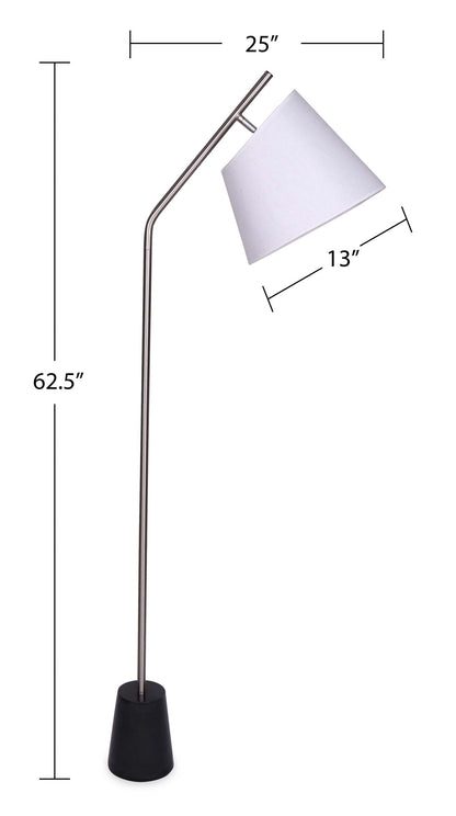 Ensemble 3 pièces Storm en acier brossé avec base en marbre noir, lampadaire et deux lampes de table|Ensemble 3 lampes Storm acier brossé avec base en marbre noir, 2 lampes de table et 1 lampe à pied