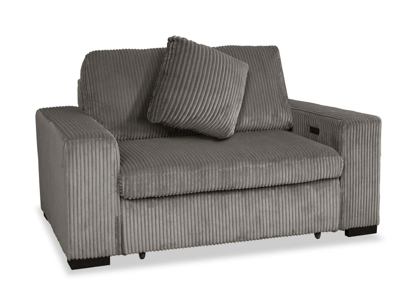 Fauteuil Stratus de 59 po en tissu de fausse fourrure avec fauteuil long à coulissement électrique - gris brouillard