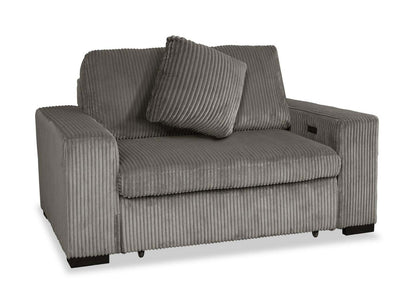 Fauteuil Stratus de 59 po en tissu de fausse fourrure avec fauteuil long à coulissement électrique - gris brouillard