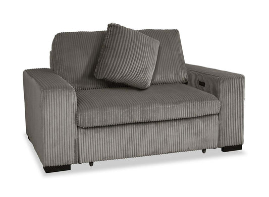 Fauteuil Stratus de 59 po en tissu de fausse fourrure avec fauteuil long à coulissement électrique - gris brouillard