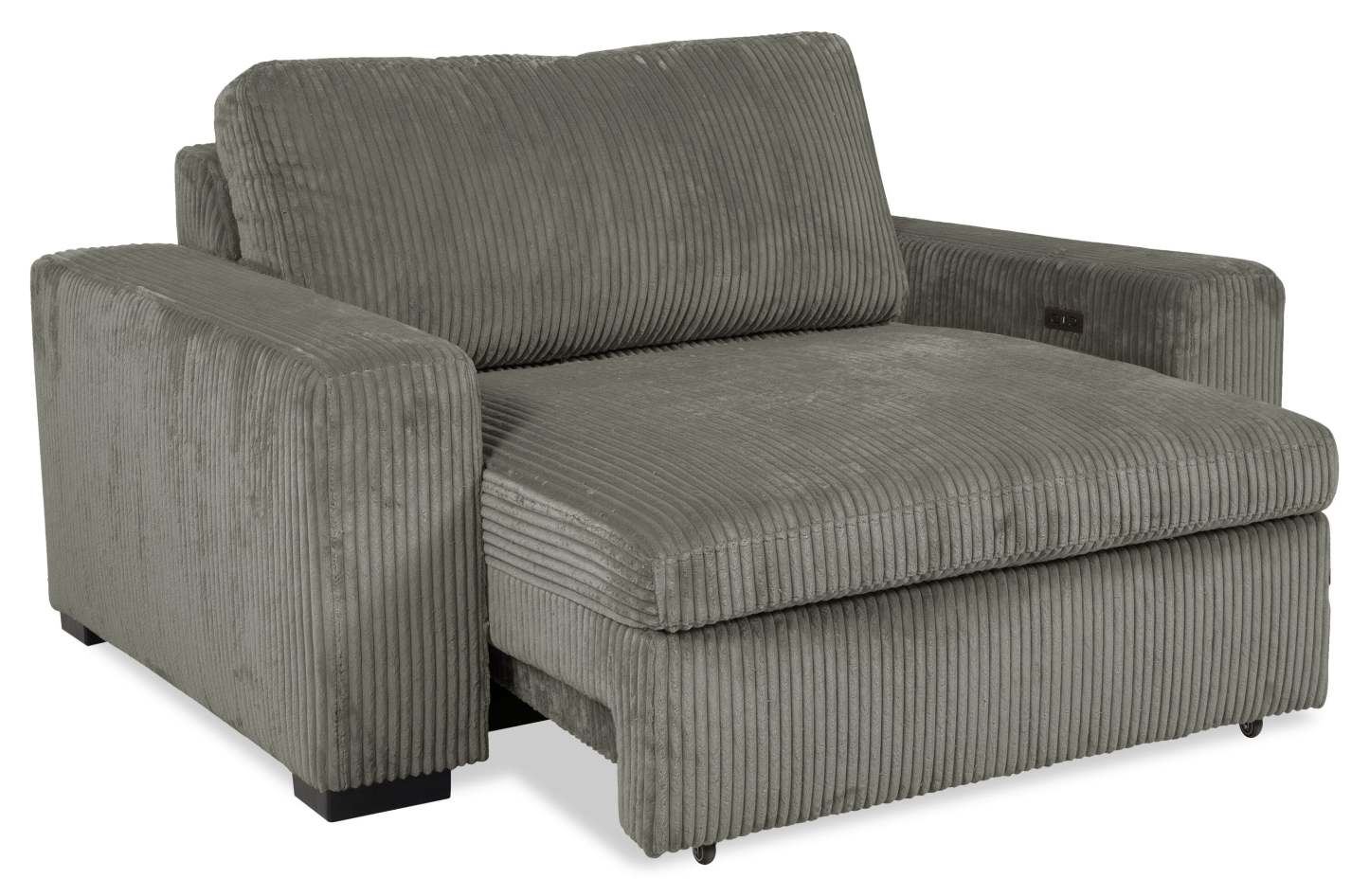 Fauteuil Stratus de 59 po en tissu de fausse fourrure avec fauteuil long à coulissement électrique - gris brouillard