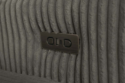 Fauteuil Stratus de 59 po en tissu de fausse fourrure avec fauteuil long à coulissement électrique - gris brouillard