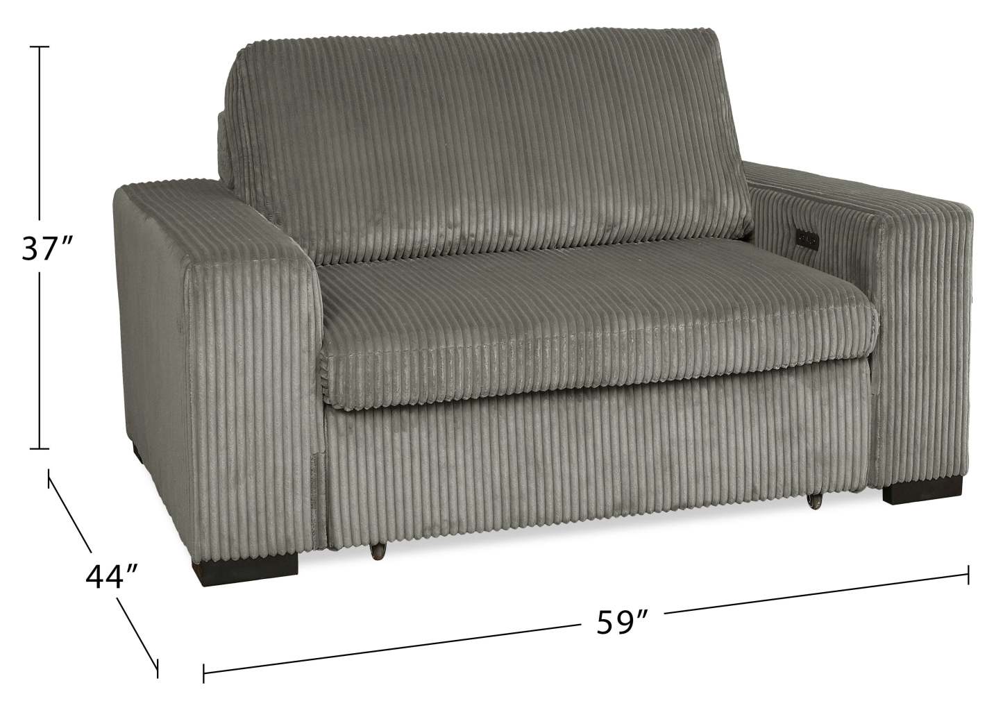 Fauteuil Stratus de 59 po en tissu de fausse fourrure avec fauteuil long à coulissement électrique - gris brouillard