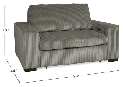 Fauteuil Stratus de 59 po en tissu de fausse fourrure avec fauteuil long à coulissement électrique - gris brouillard