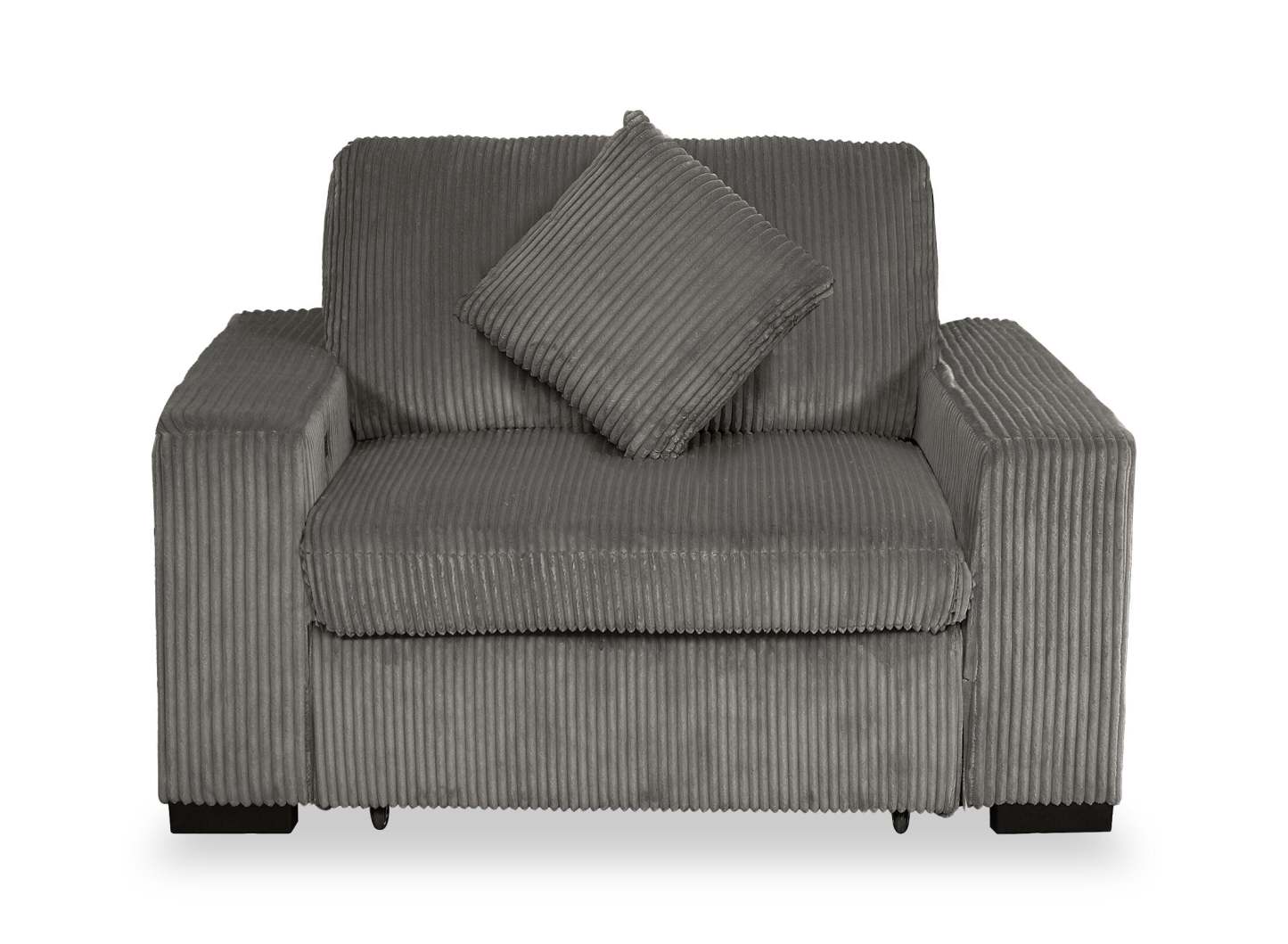 Fauteuil Stratus de 59 po en tissu de fausse fourrure avec fauteuil long à coulissement électrique - gris brouillard