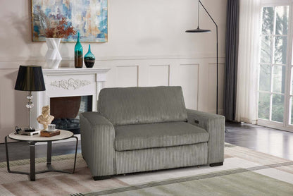 Fauteuil Stratus de 59 po en tissu de fausse fourrure avec fauteuil long à coulissement électrique - gris brouillard