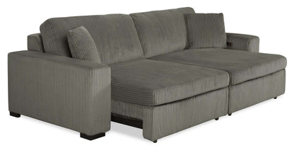 Canapé-lit pleine grandeur Stratus 108 en tissu fausse fourrure avec coulissement électrique - Gris brouillard | Canapé lit double Stratus de 108 po en tissu de fausse fourrure avec coulissement électrique - gris brouillard