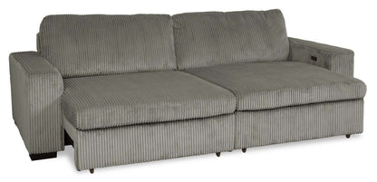 Canapé-lit pleine grandeur Stratus 108 en tissu fausse fourrure avec coulissement électrique - Gris brouillard | Canapé lit double Stratus de 108 po en tissu de fausse fourrure avec coulissement électrique - gris brouillard