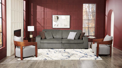 Canapé-lit pleine grandeur Stratus 108 en tissu fausse fourrure avec coulissement électrique - Gris brouillard | Canapé lit double Stratus de 108 po en tissu de fausse fourrure avec coulissement électrique - gris brouillard