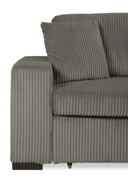 Canapé-lit pleine grandeur Stratus 108 en tissu fausse fourrure avec coulissement électrique - Gris brouillard | Canapé lit double Stratus de 108 po en tissu de fausse fourrure avec coulissement électrique - gris brouillard