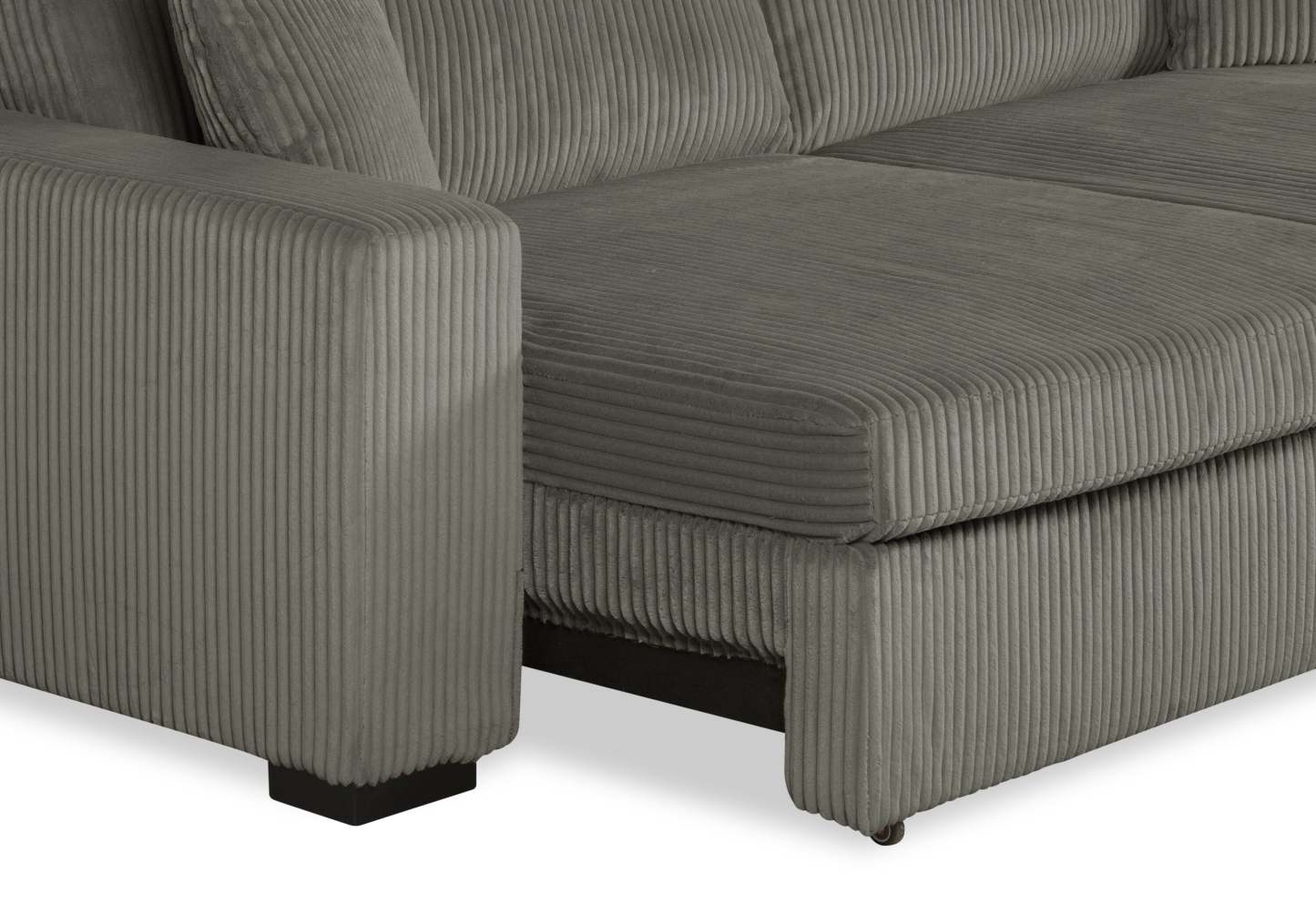 Canapé-lit pleine grandeur Stratus 108 en tissu fausse fourrure avec coulissement électrique - Gris brouillard | Canapé lit double Stratus de 108 po en tissu de fausse fourrure avec coulissement électrique - gris brouillard